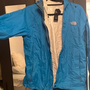 Blue north face rain jacket